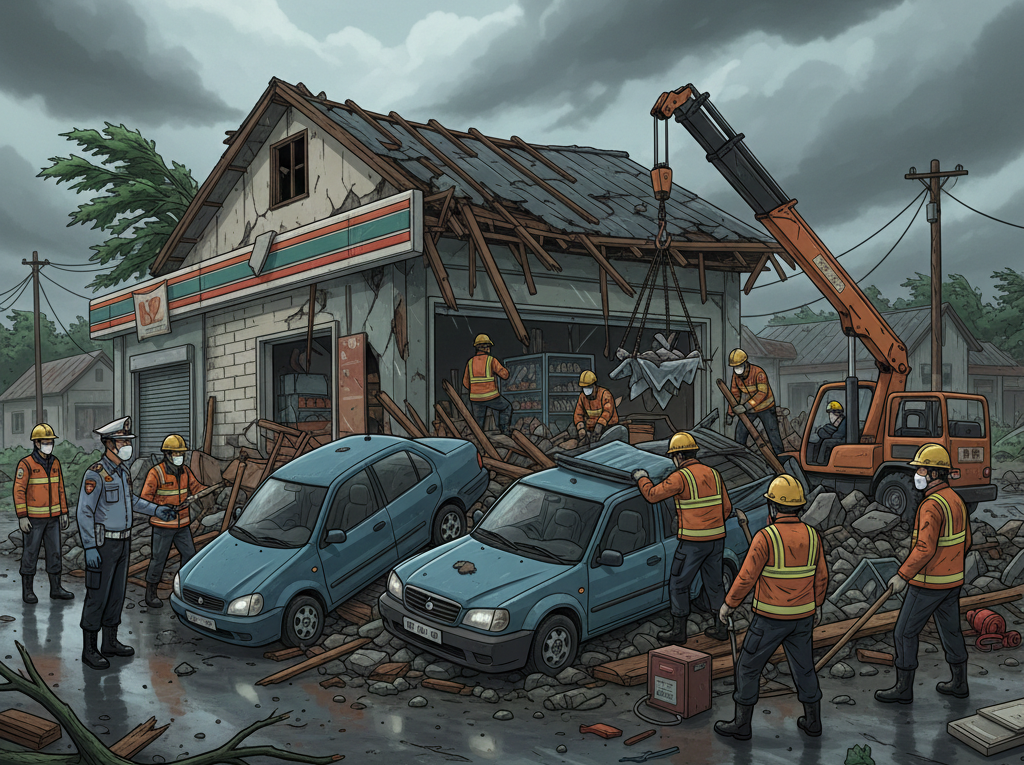 Angin Kencang Robohkan Bangunan di Balikpapan Barat, Seorang Pedagang Tewas Tertimpa Reruntuhan