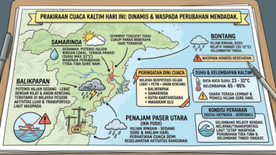 Cuaca Kaltim Hari Ini: Samarinda Terik Berujung Hujan, Balikpapan Waspada Hujan Lebat Disertai Petir