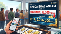 Sepekan Bergejolak, Harga Emas Antam Hari Ini Turun Rp13.000 per Gram