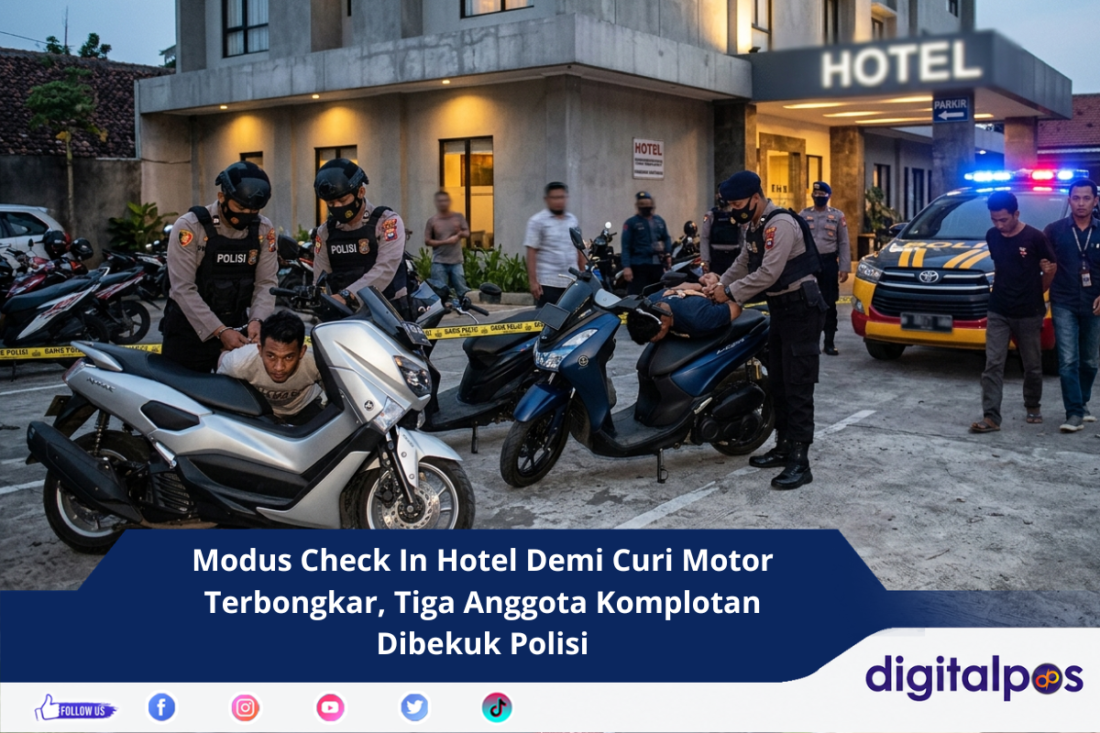 Modus Check In Hotel Demi Curi Motor Terbongkar, Tiga Anggota Komplotan Dibekuk Polisi
