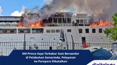 KM Prince Soya Terbakar Saat Bersandar di Pelabuhan Samarinda, Pelayaran ke Parepare Dibatalkan
