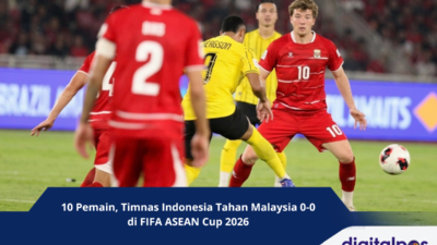10 Pemain, Timnas Indonesia Tahan Malaysia 0-0 di FIFA ASEAN Cup 2026