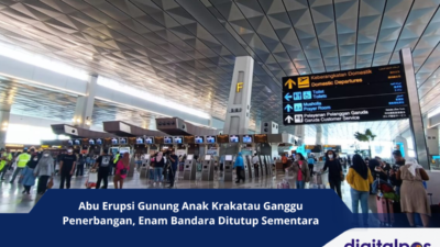 Abu Erupsi Gunung Anak Krakatau Ganggu Penerbangan, Enam Bandara Ditutup Sementara