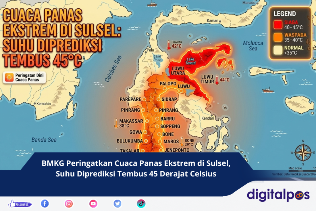 BMKG Peringatkan Cuaca Panas Ekstrem di Sulsel, Suhu Diprediksi Tembus 45 Derajat Celsius