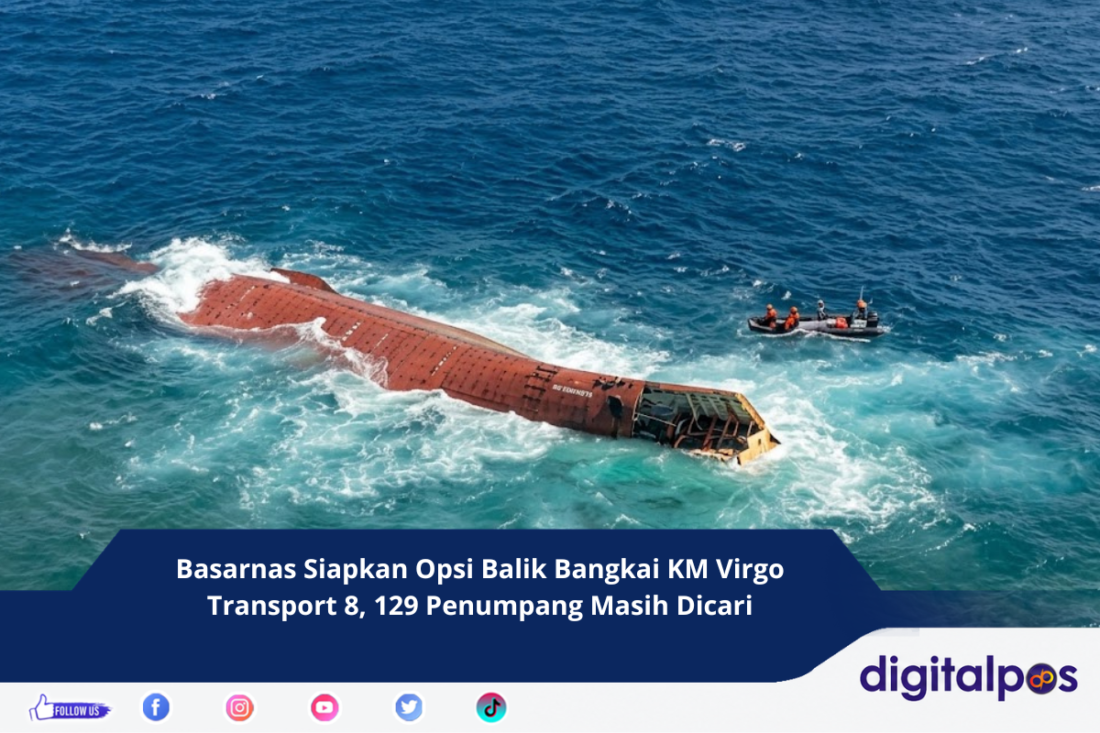 Basarnas Siapkan Opsi Balik Bangkai KM Virgo Transport 8, 129 Penumpang Masih Dicari