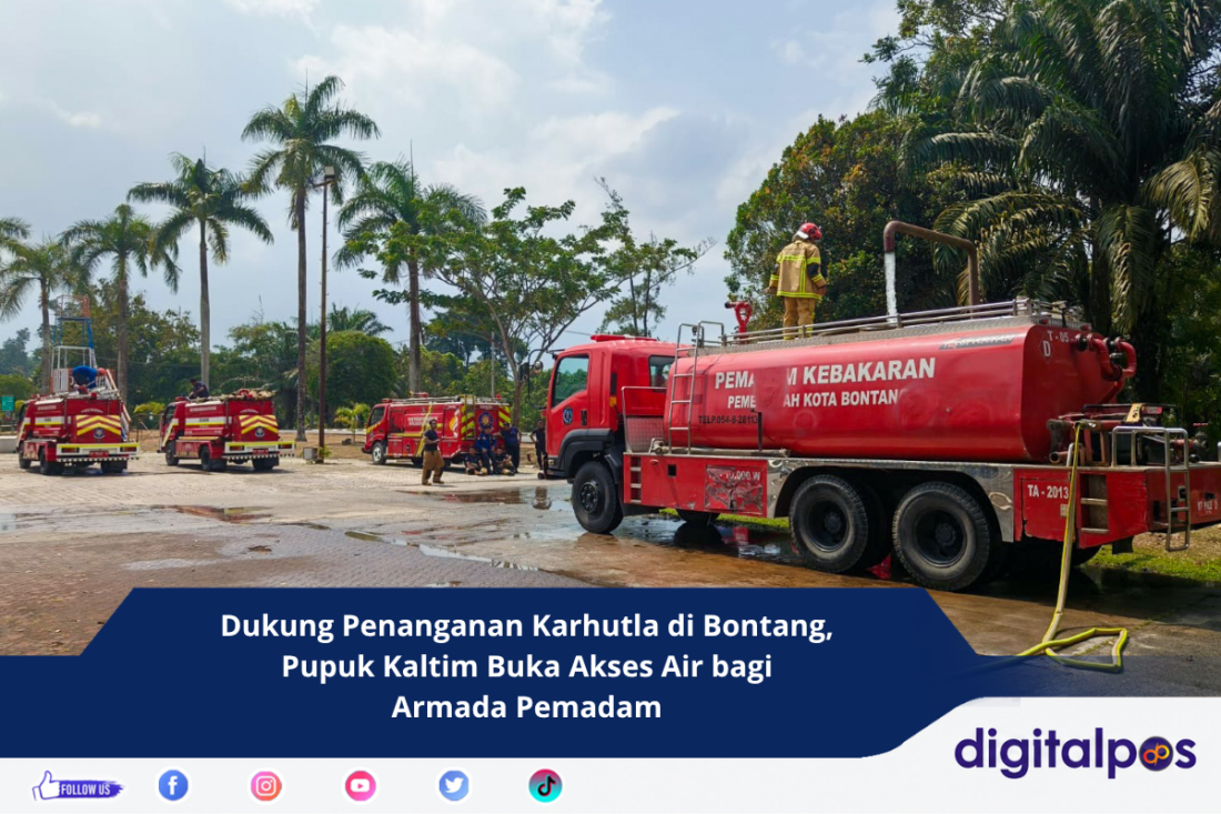 Dukung Penanganan Karhutla di Bontang, Pupuk Kaltim Buka Akses Air bagi Armada Pemadam
