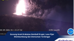 Gunung Anak Krakatau Kembali Erupsi, Lava Pijar Membumbung dan Dentuman Terdengar