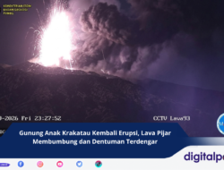 Gunung Anak Krakatau Kembali Erupsi, Lava Pijar Membumbung dan Dentuman Terdengar