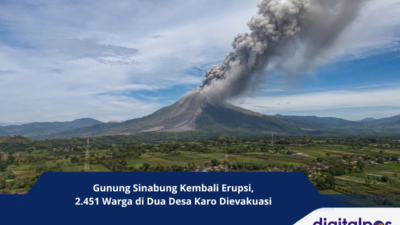 Gunung Sinabung Kembali Erupsi, 2.451 Warga di Dua Desa Karo Dievakuasi