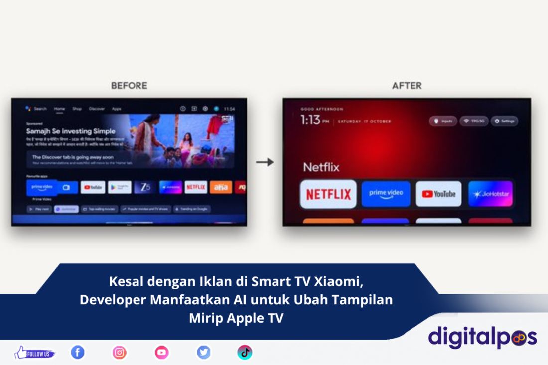 Kesal dengan Iklan di Smart TV Xiaomi, Developer Manfaatkan AI untuk Ubah Tampilan Mirip Apple TV