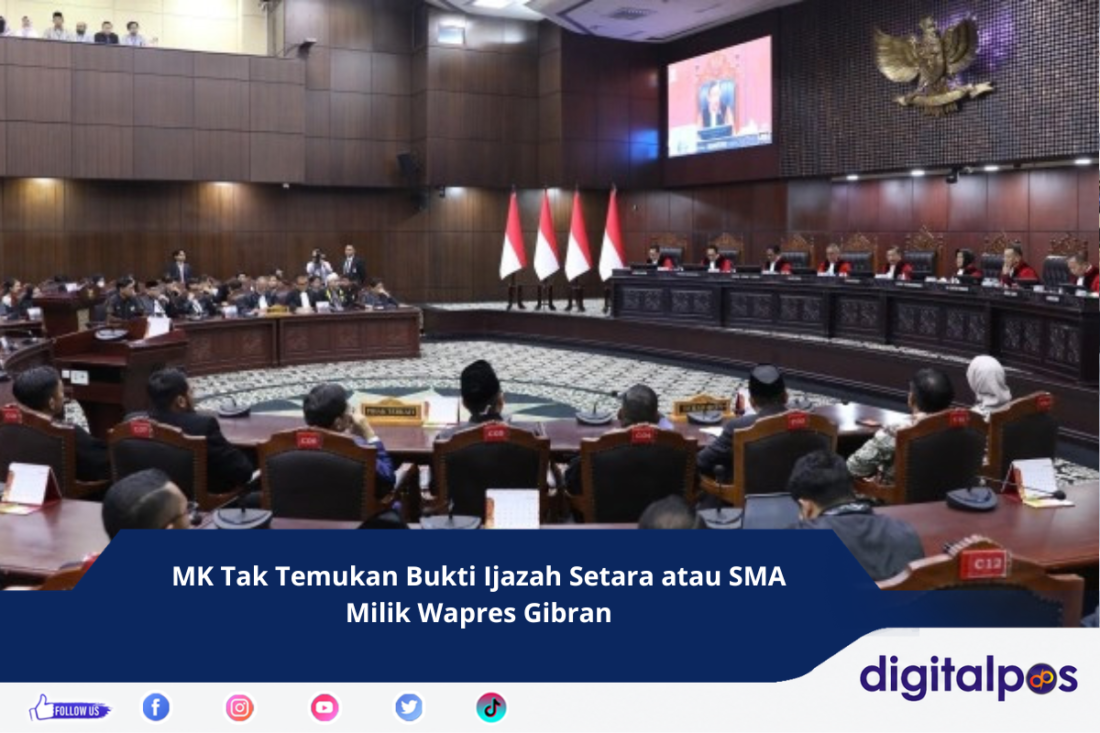 MK Tak Temukan Bukti Ijazah Setara atau SMA Milik Wapres Gibran